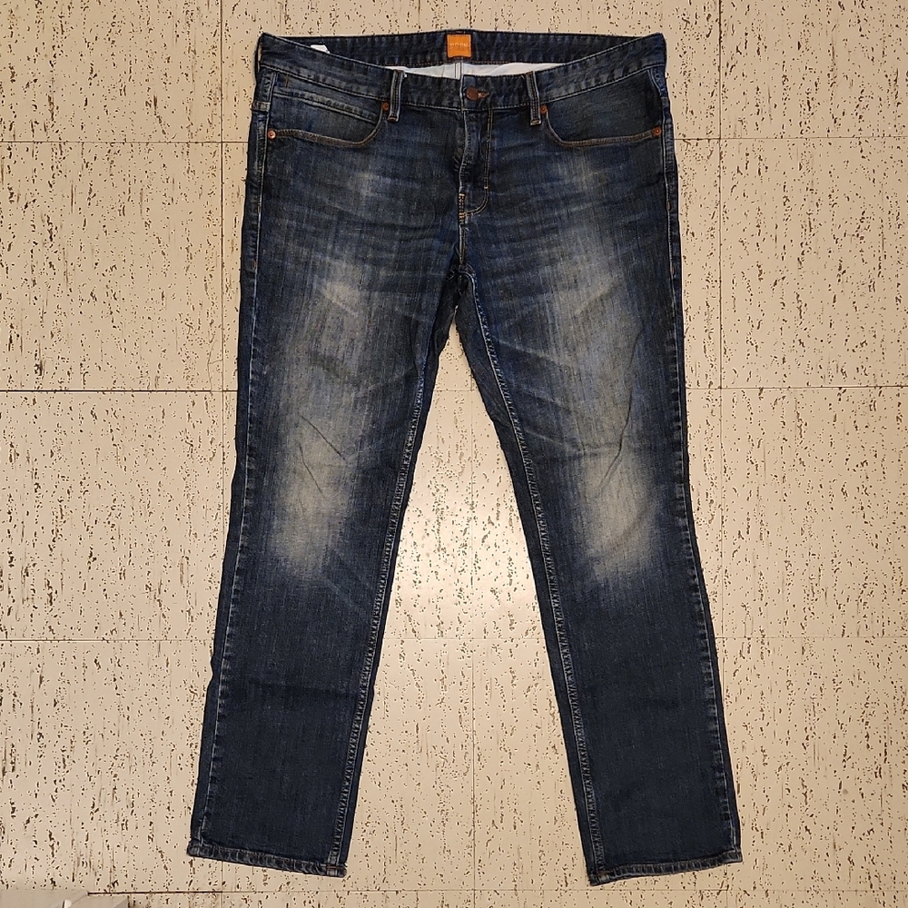 Hugo Boss Orange Label Straight Leg Baggy Fit Light Blue Fade Jeans
